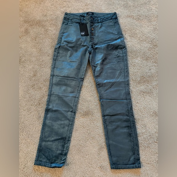 PAIGE Hoxton Ankle Peg Velvet Jeans Sea Blue High Rise Button Fly NWT Size 30 - Picture 6 of 12